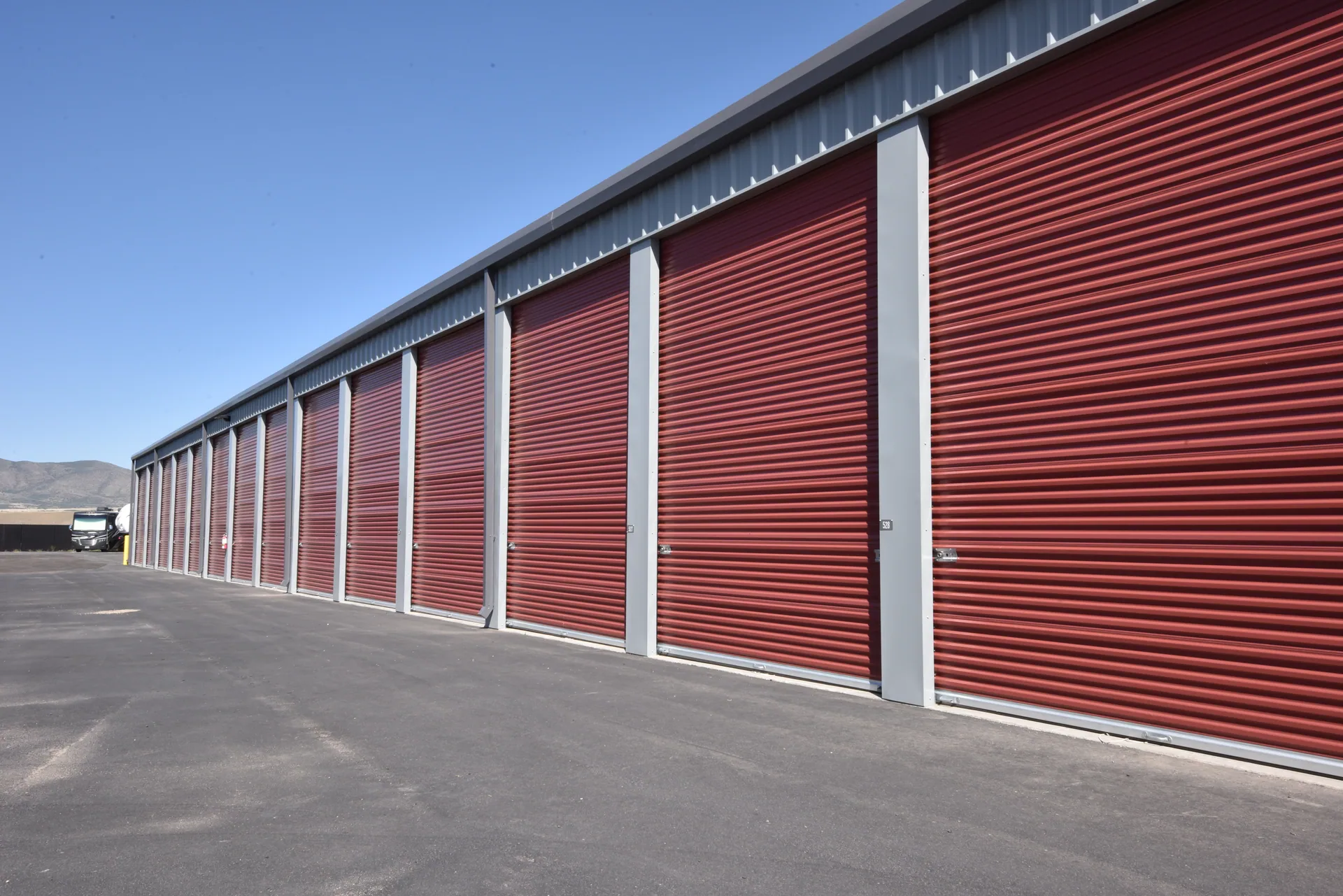 My Storage Prescott Valley signature red roll-up doors close up