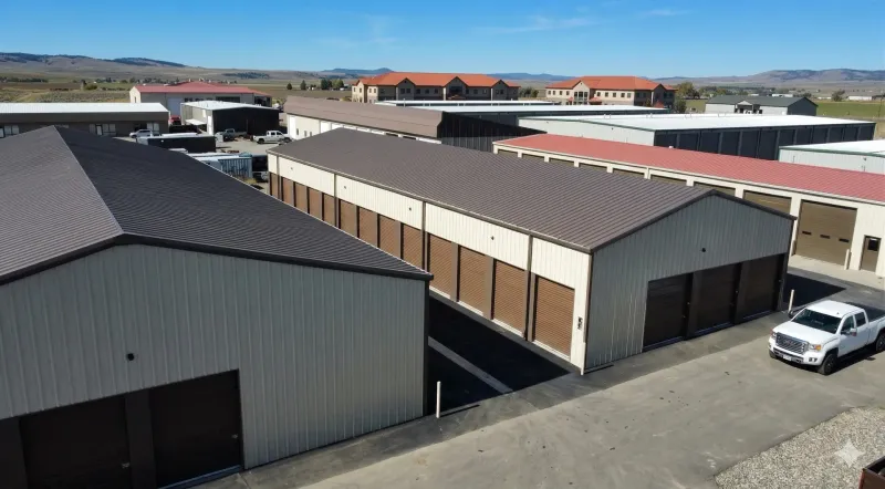 Shortfield Landings self-storage facility aerial drone view in Mountain Green Utah