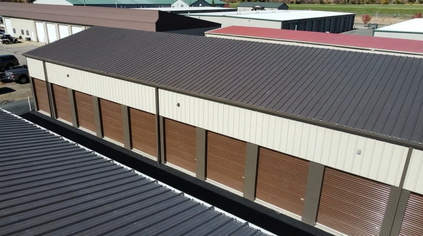 Shortfield Landings drive-up storage unit row with roll-up doors